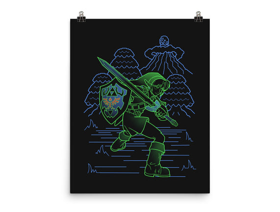 Neon Line-Art Hyrule Savior