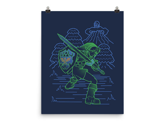 Neon Line-Art Hyrule Savior