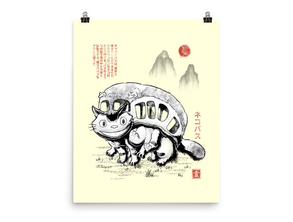 Cat Bus Sumi-e