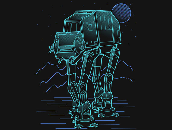 Neon Line-Art Armored Walker
