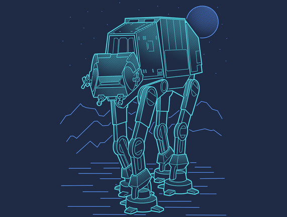 Neon Line-Art Armored Walker