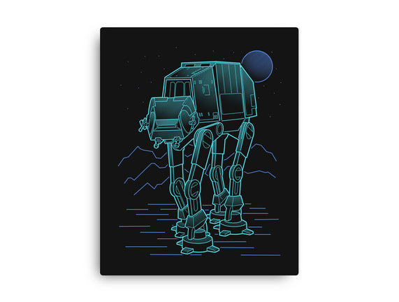 Neon Line-Art Armored Walker