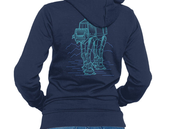 Neon Line-Art Armored Walker