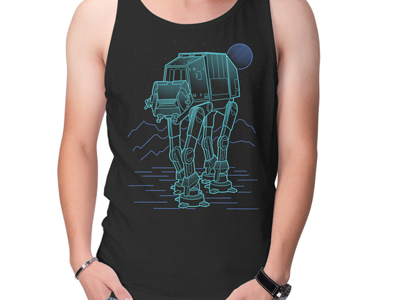 Neon Line-Art Armored Walker