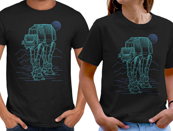 Neon Line-Art Armored Walker