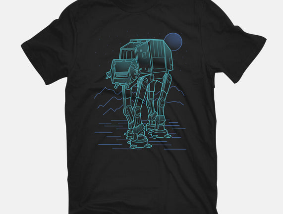 Neon Line-Art Armored Walker