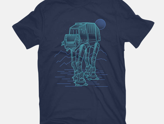 Neon Line-Art Armored Walker