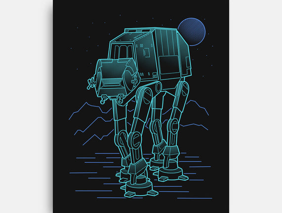 Neon Line-Art Armored Walker