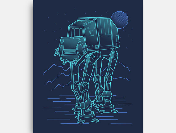 Neon Line-Art Armored Walker