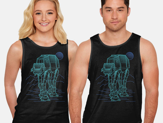 Neon Line-Art Armored Walker