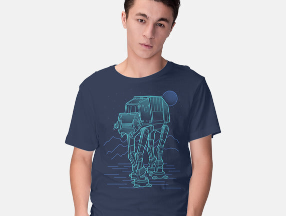 Neon Line-Art Armored Walker