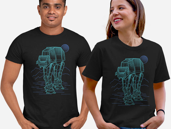 Neon Line-Art Armored Walker