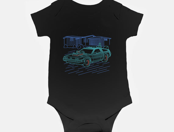 Neon Line-Art De Lorean
