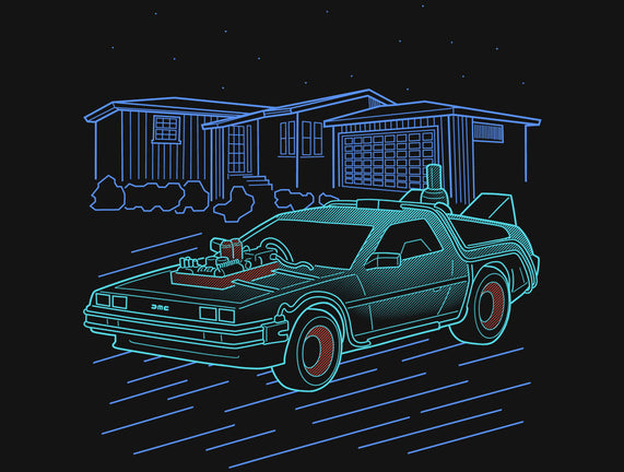 Neon Line-Art De Lorean