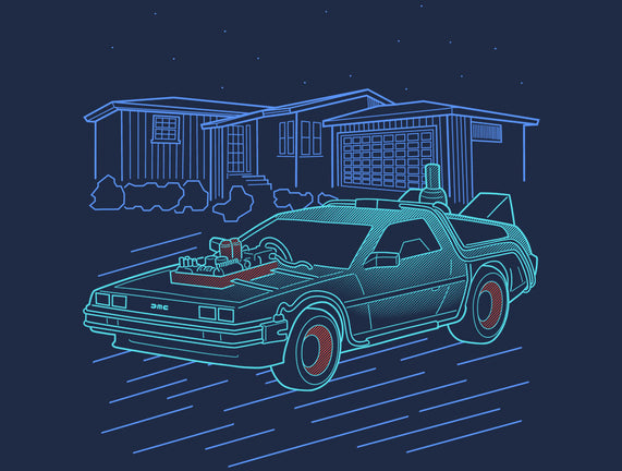 Neon Line-Art De Lorean