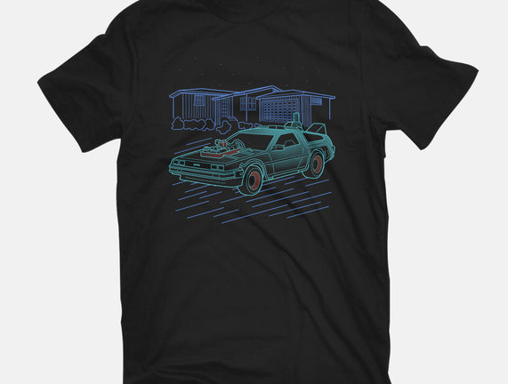 Neon Line-Art De Lorean