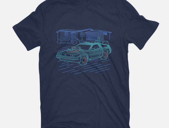 Neon Line-Art De Lorean