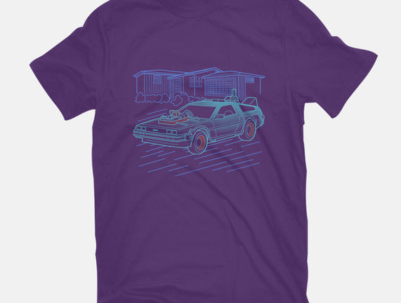 Neon Line-Art De Lorean