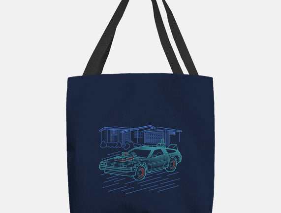 Neon Line-Art De Lorean