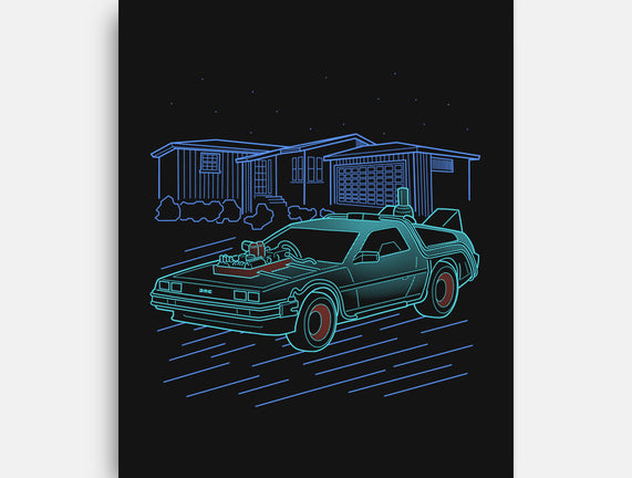 Neon Line-Art De Lorean