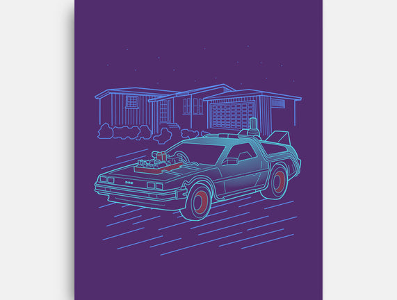 Neon Line-Art De Lorean