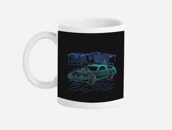 Neon Line-Art De Lorean