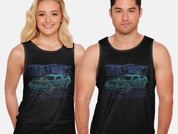 Neon Line-Art De Lorean