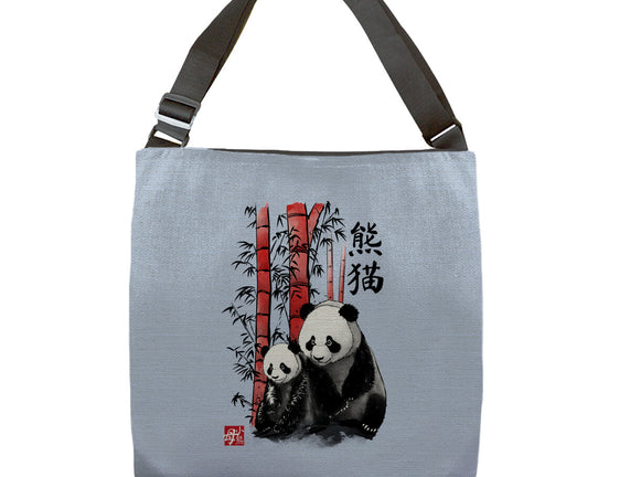 Panda And Cub Sumi-e