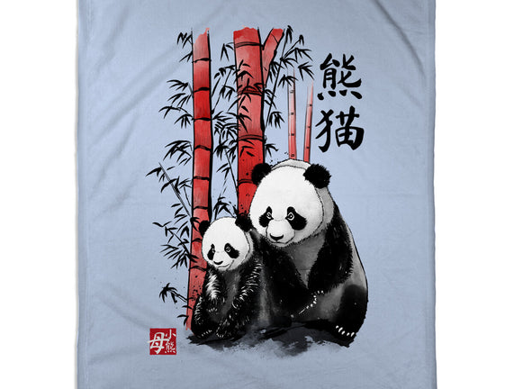 Panda And Cub Sumi-e