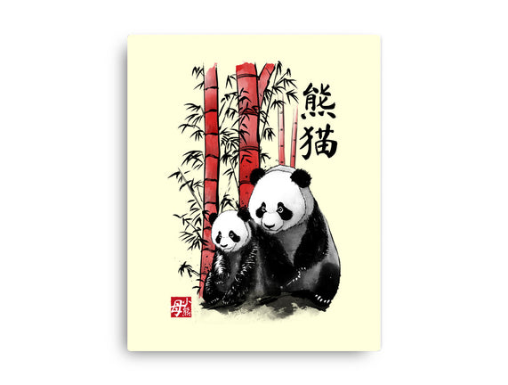 Panda And Cub Sumi-e
