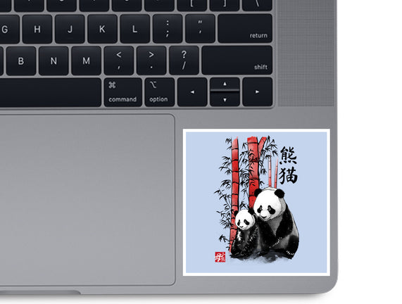 Panda And Cub Sumi-e