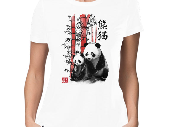 Panda And Cub Sumi-e