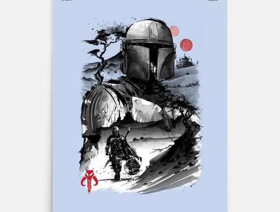 Bounty Hunter In The Desert Sumi-e