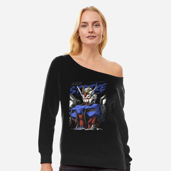 Gundam Strike-Womens-Off Shoulder-Sweatshirt-DancingHorse