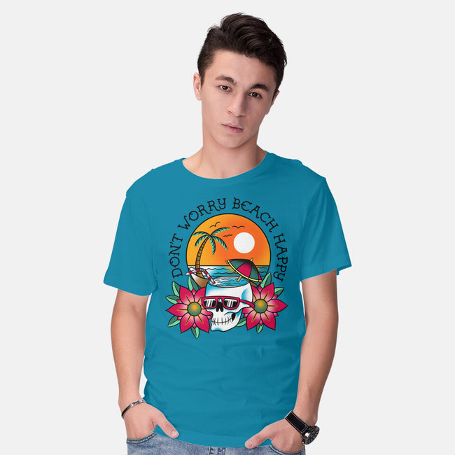 Don't Worry Beach Happy-Mens-Basic-Tee-sachpica