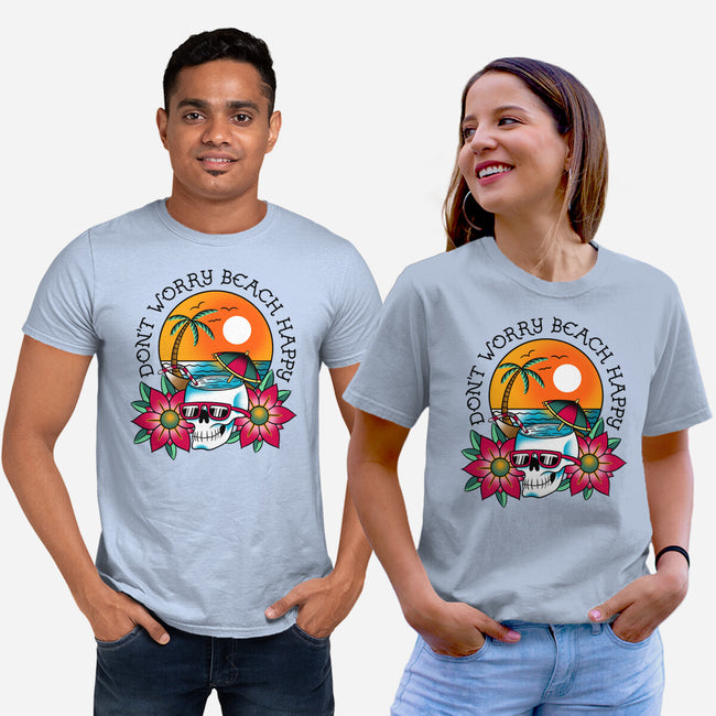 Don't Worry Beach Happy-Unisex-Basic-Tee-sachpica