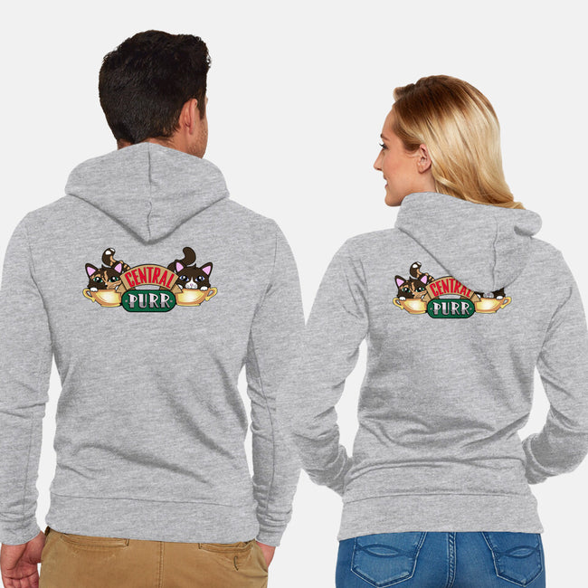 Central Purr-Unisex-Zip-Up-Sweatshirt-Nerding Out Studio