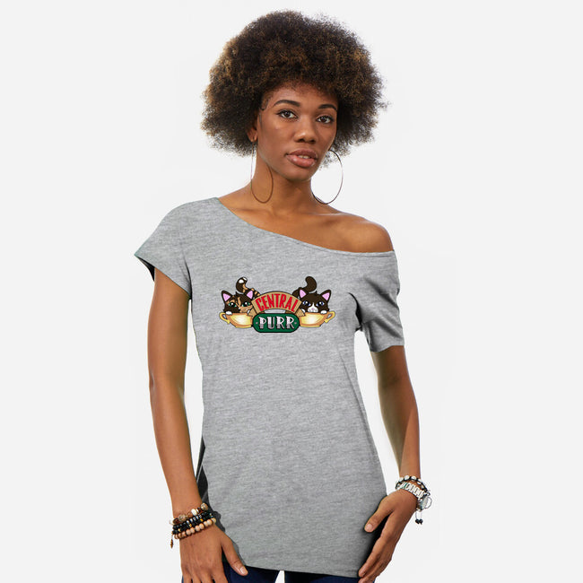 Central Purr-Womens-Off Shoulder-Tee-Nerding Out Studio