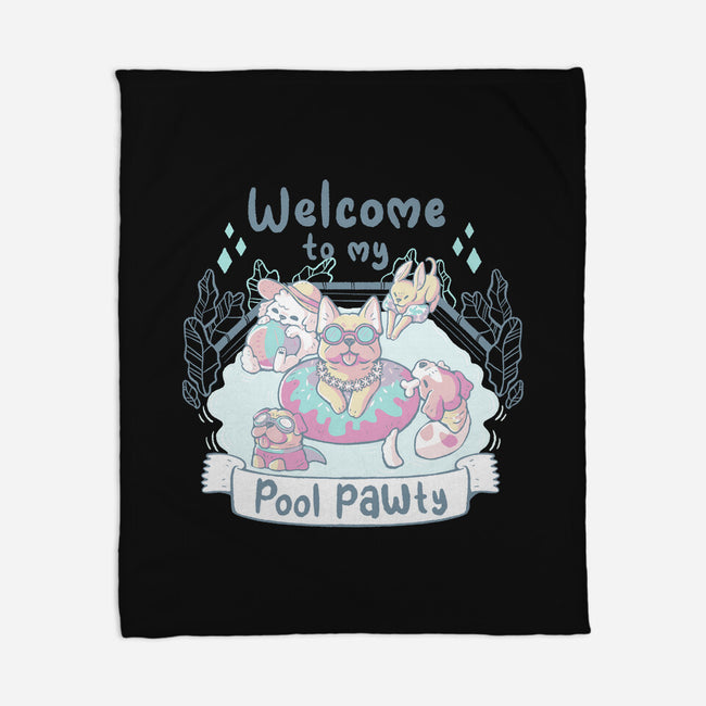 Pool Pawty Time-None-Fleece-Blanket-xMorfina