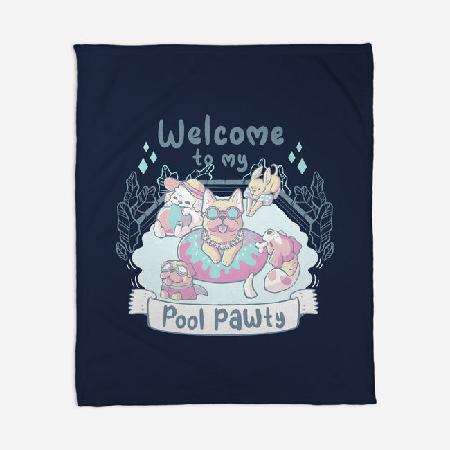 Pool Pawty Time-None-Fleece-Blanket-xMorfina