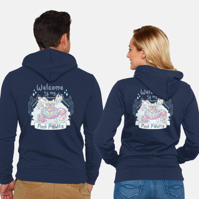 Pool Pawty Time-Unisex-Zip-Up-Sweatshirt-xMorfina