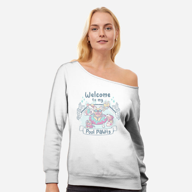 Pool Pawty Time-Womens-Off Shoulder-Sweatshirt-xMorfina