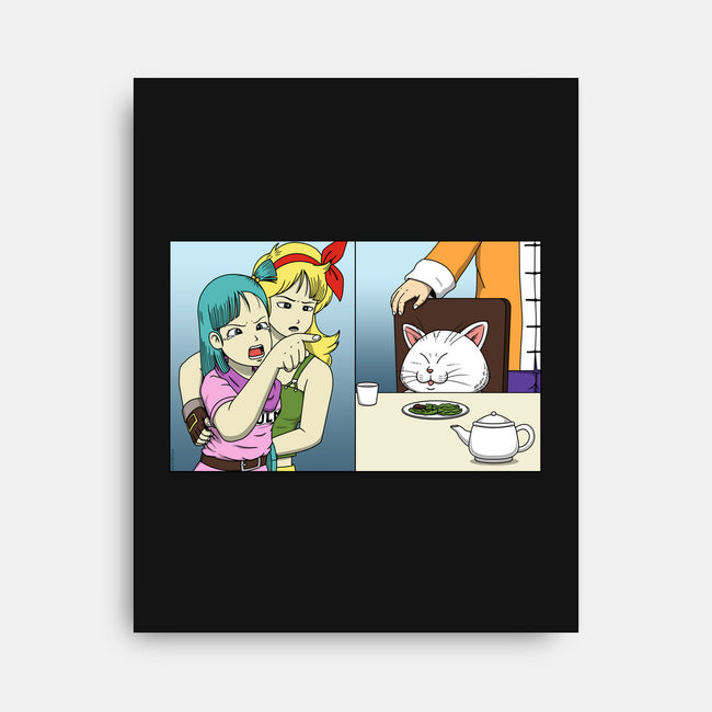 Girl Vs Cat-None-Stretched-Canvas-pigboom