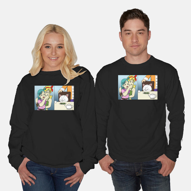 Girl Vs Cat-Unisex-Crew Neck-Sweatshirt-pigboom