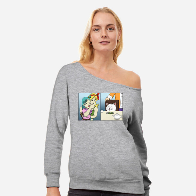 Girl Vs Cat-Womens-Off Shoulder-Sweatshirt-pigboom