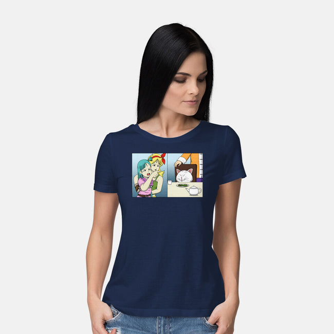 Girl Vs Cat-Womens-Basic-Tee-pigboom