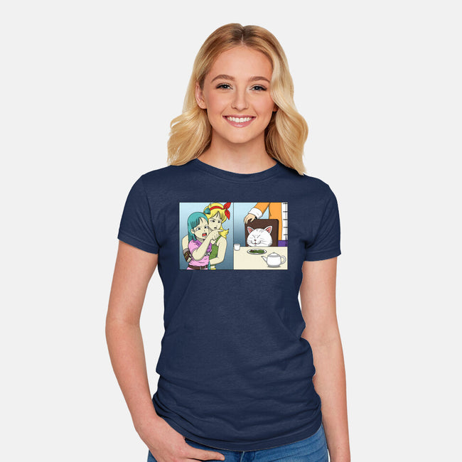 Girl Vs Cat-Womens-Fitted-Tee-pigboom