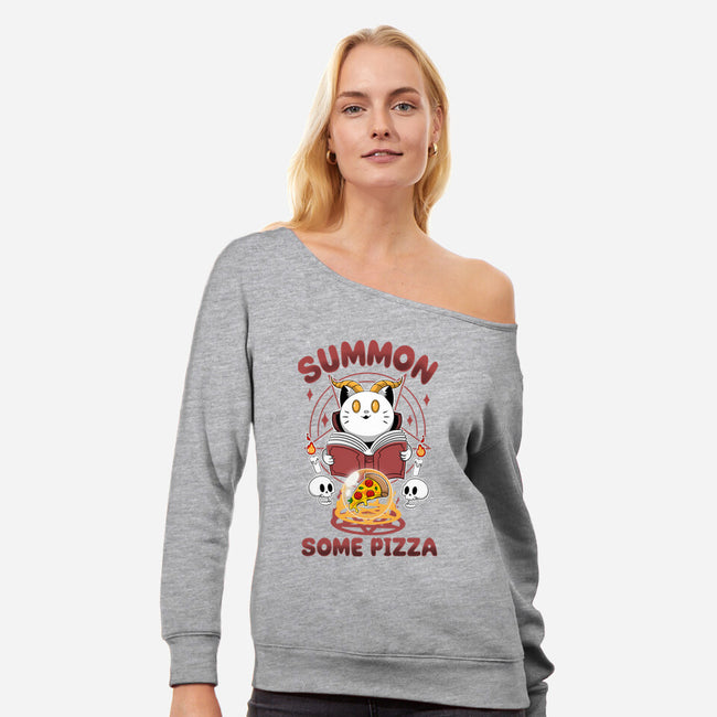 Summon Some Pizza-Womens-Off Shoulder-Sweatshirt-Tri haryadi