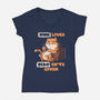 Nine Lives-Womens-V-Neck-Tee-tobefonseca