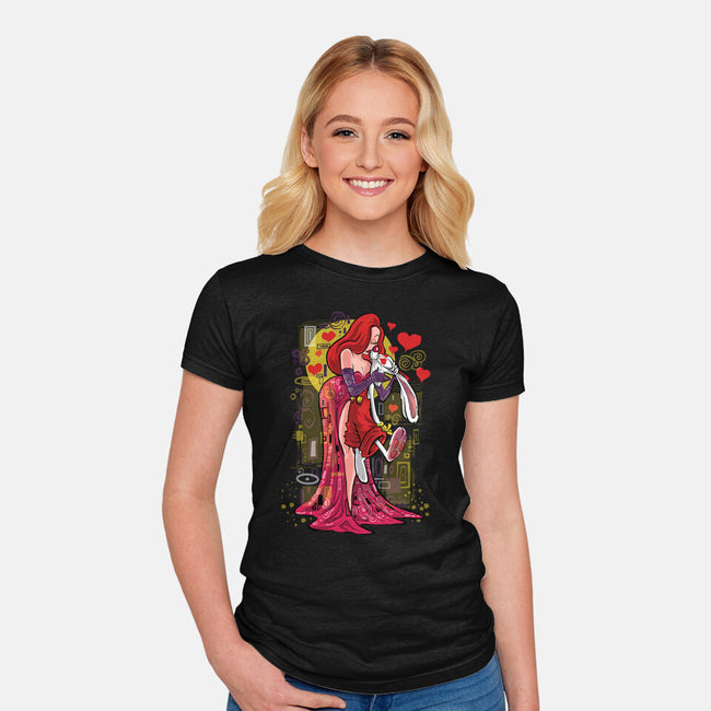 Animated Kiss-Womens-Fitted-Tee-zascanauta